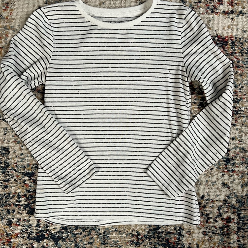 Primark Kids Black and White Striped Long Sleeve Tee
